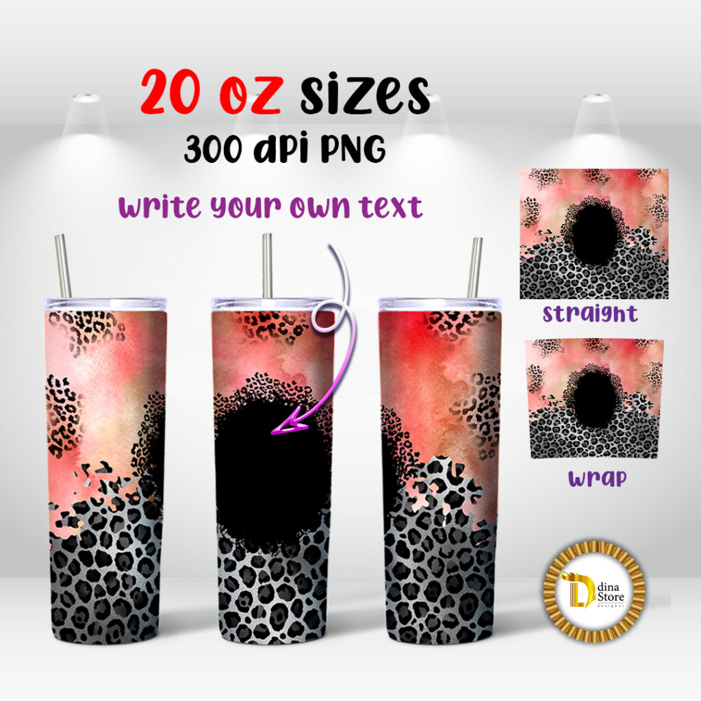 20 0z skinny Tumbler Vintage leopard with Empty frame