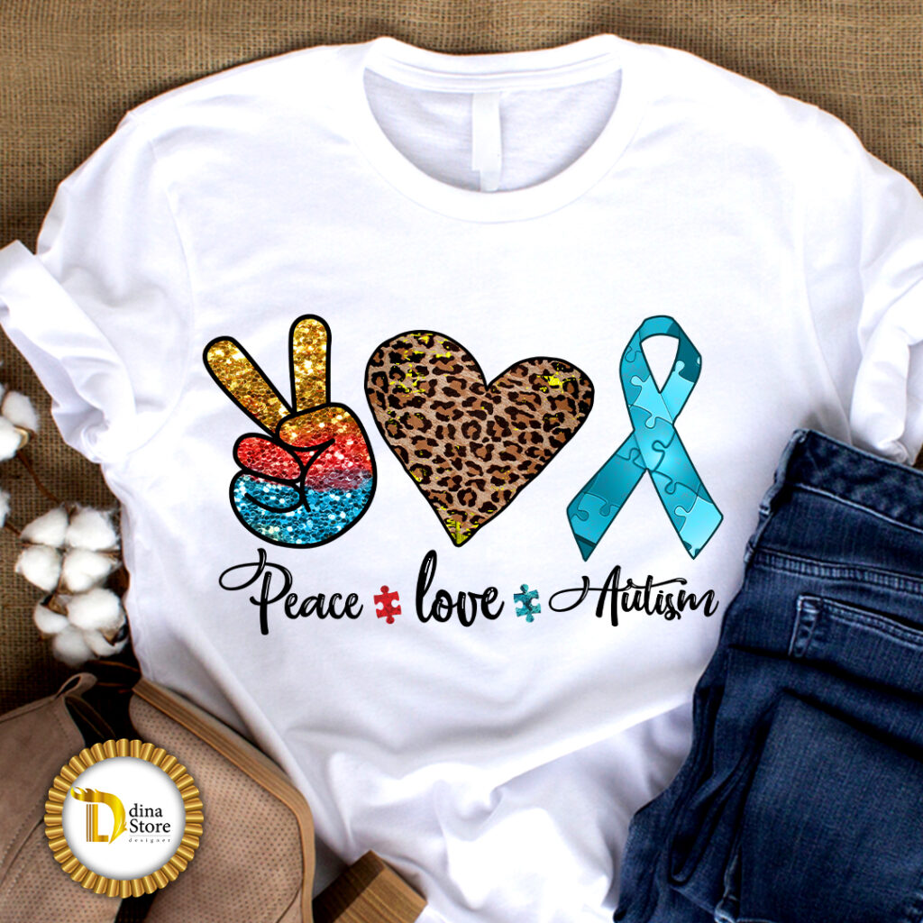 Autism Awareness Sublimation - peace love Autism