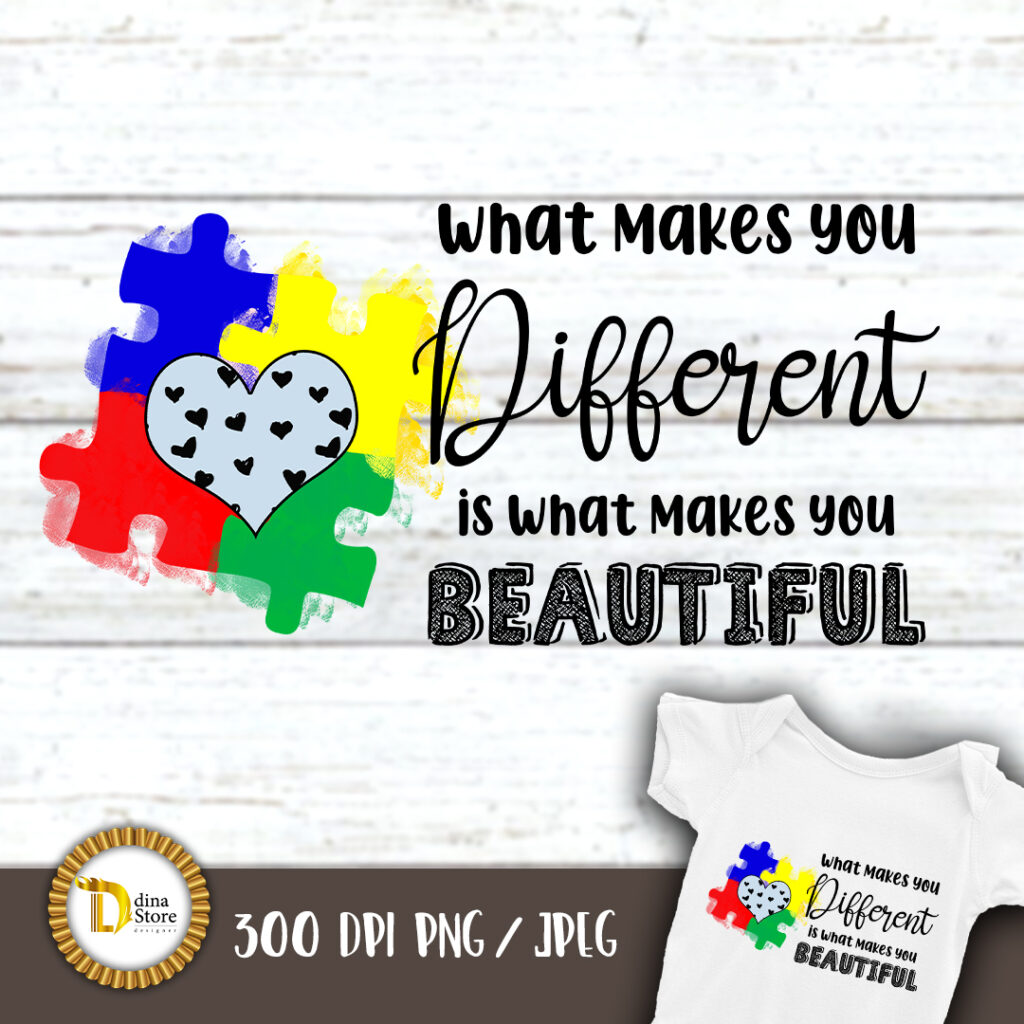 Autism Awareness Quote Sublimation Design