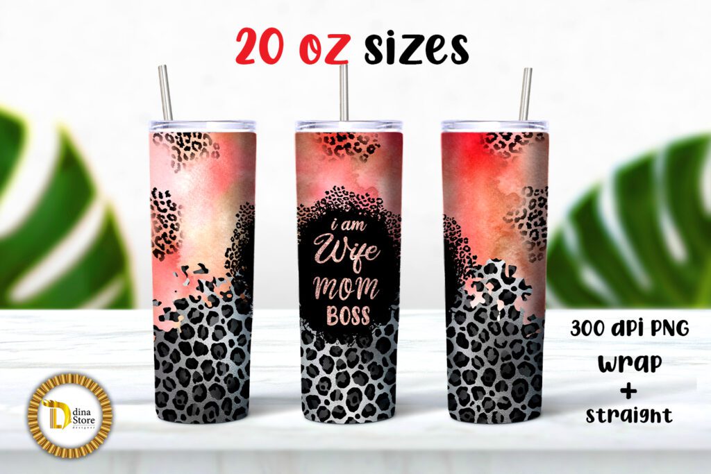 20 0z skinny Tumbler I am Wife Mom Boss