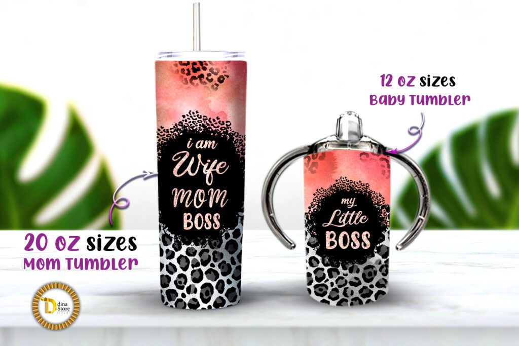 Matching Mom and Baby Cups-Vintage Leopard