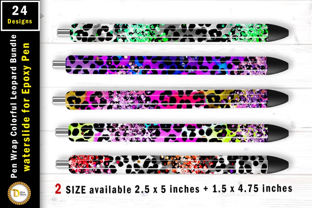 Instant Download InkJoy Mockup Included Printable Design Leopard and Tiger Print Glitter Milky Way Pen Set Sublimation Pen Wrap Epoxy