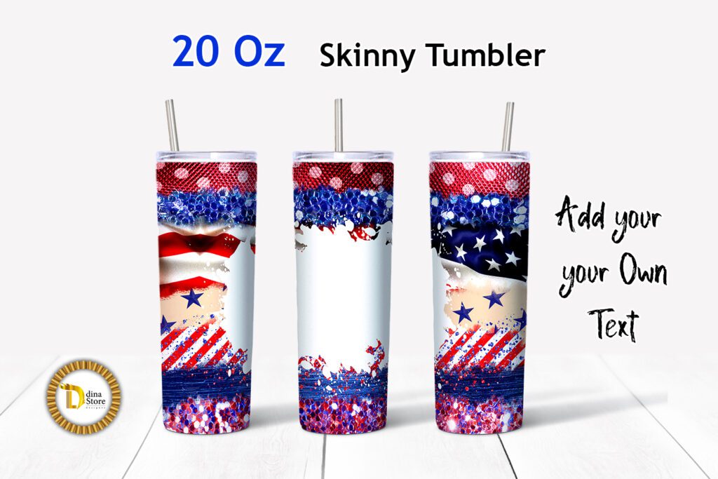 4th of July Brush Strokes 20 oz Skinny Tumbler