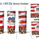 20 oz 30 oz 4th of July Leopard Skinny Tumbler