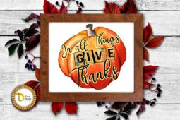 November Clipart - Give Thanks Pumpkins