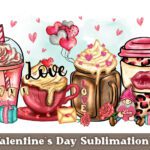 Valentines Coffee and Latte with Cute Gnome Sublimation PNG