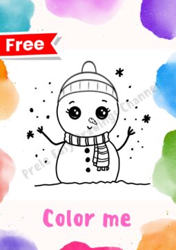 Coloring page free-Cute Snowman-Prele Easy Drawing