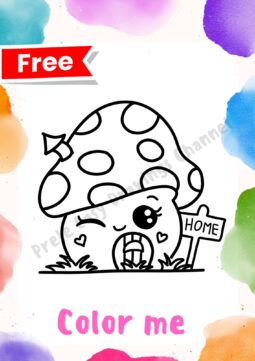 Coloring Page Free-MUSHROOM HOUSE Prele Easy Drawing