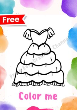 Coloring page free-Princess Dress -Prele Easy Drawings