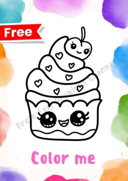 Coloring Page Free-Simple Valentine's Cupcake Prele Easy Drawing