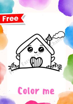 Coloring page free-Cute Yellow House Drawing Download Now For FREE