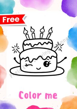 Coloring page free- A Cute Birthday Cake by Prele Easy Drawings