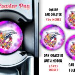 Floral Dolphin Car Coaster Sublimation PNG