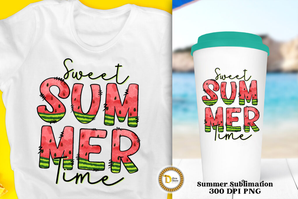 Sweet Summer Watermelon Doodle letter Summer Sublimation PNG
