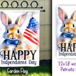 4th of July Bunny Garden Flag 12x18 inches Sublimation PNG