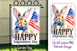 4th of July Bunny Garden Flag 12x18 inches Sublimation PNG