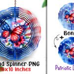 4th if July Butterfly Wind Spinner 10x10 inches Sublimation