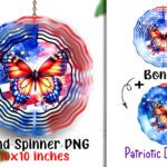 4th of July Colorful Butterfly Wind Spinner 10 x10 inches