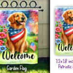 4th of July Dog Garden Flag 12x18 inches Sublimation PNG