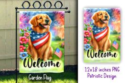 4th of July Dog Garden Flag 12x18 inches Sublimation PNG