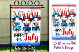 4th of July Funny Rabbits Garden Flag 12x18 inches