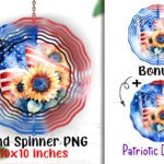 4th of July Sunflowers Wind Spinner 10x10 inches Sublimation