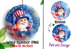 4th of July cute Cat Wind Spinner 10x10 inches Sublimation